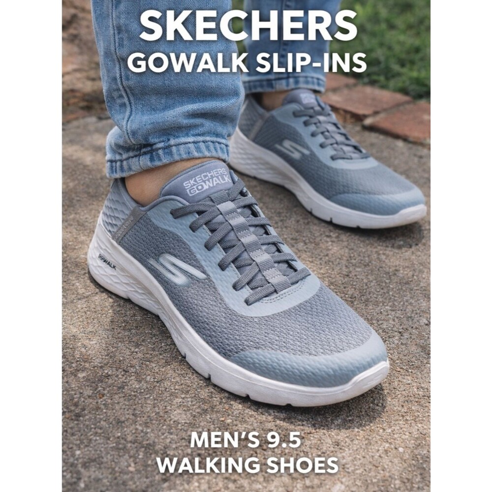 Skechers GoWalk Slip-Ins Men 9.5 Gray Walking Shoes Comfort Lightweight